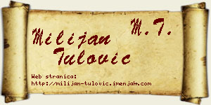 Milijan Tulović vizit kartica